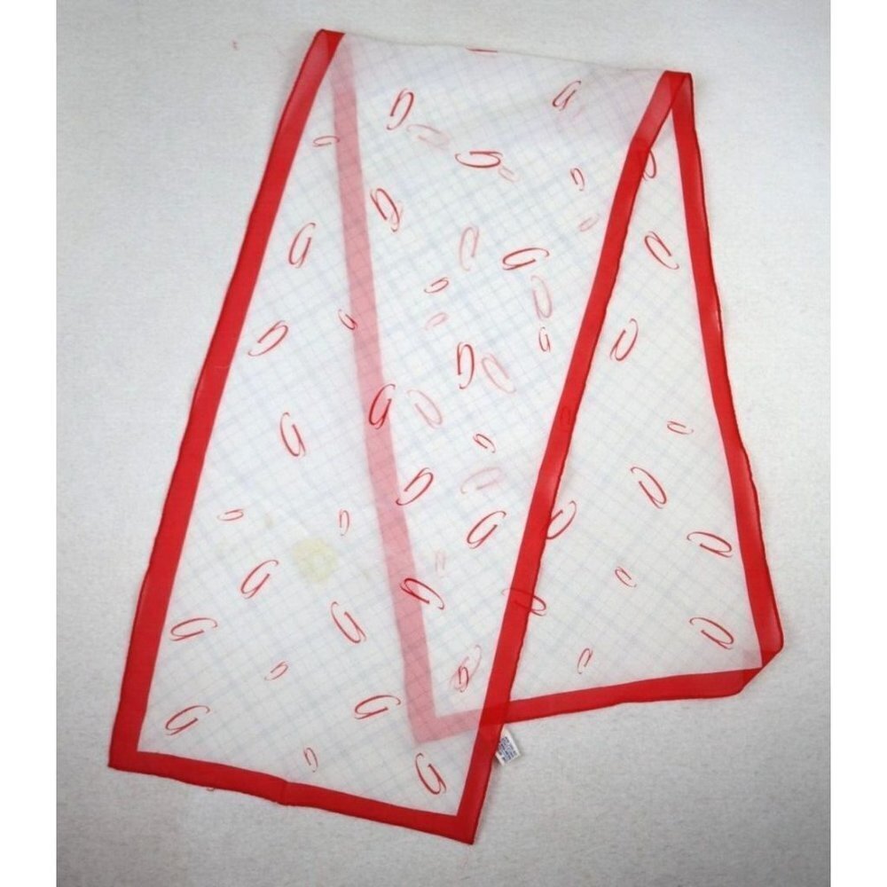 VINTAGE RED & WHITE "G" PRINT RECTANGLE SCARF SPECIALTY HOUSE FASHION - 50x12.5
